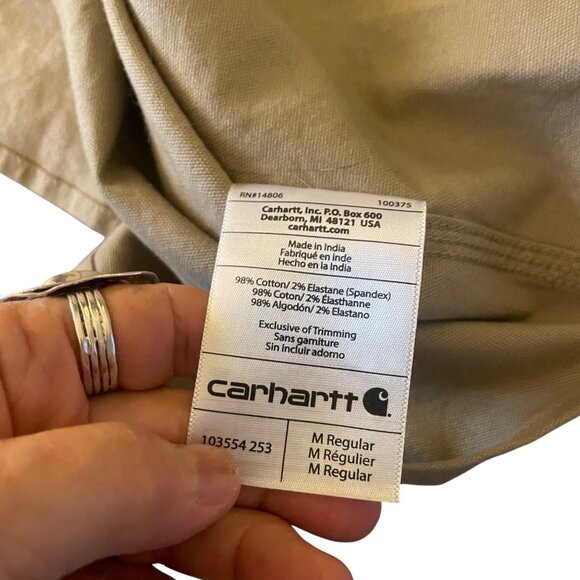 Carhartt Mens Relaxed Fit Button-Up Khaki Shirt Size M - Picture 8 of 8